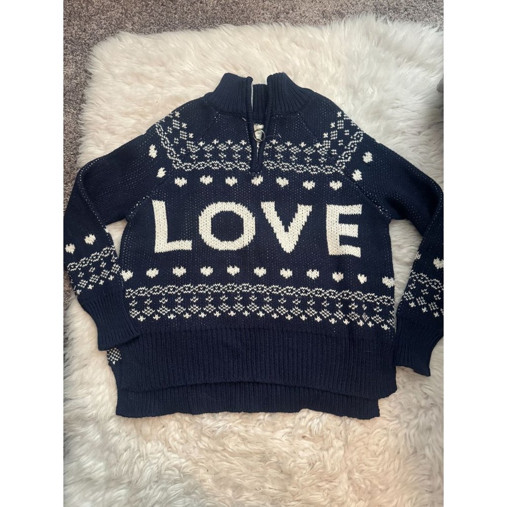 NWOT Aerie Love Quarter Zip Navy Blue and White Sweater XS
